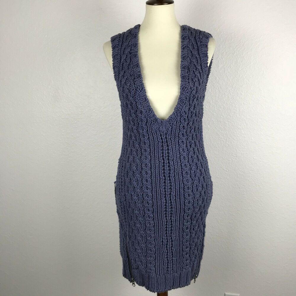 Band of Outsiders Pullover Cable Knit Bodycon Sweater Zipper Dress - Picture 2 of 12